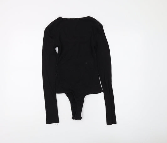 Missguided Women's Black Long Sleeve Bodysuit, Size 4