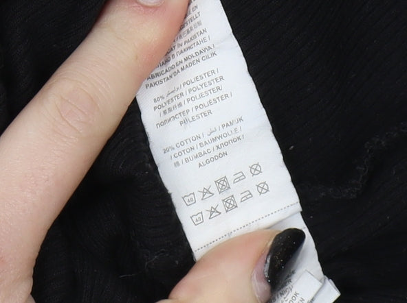 Missguided Women's Black Long Sleeve Bodysuit, Size 4