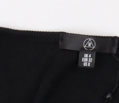 Missguided Women's Black Long Sleeve Bodysuit, Size 4