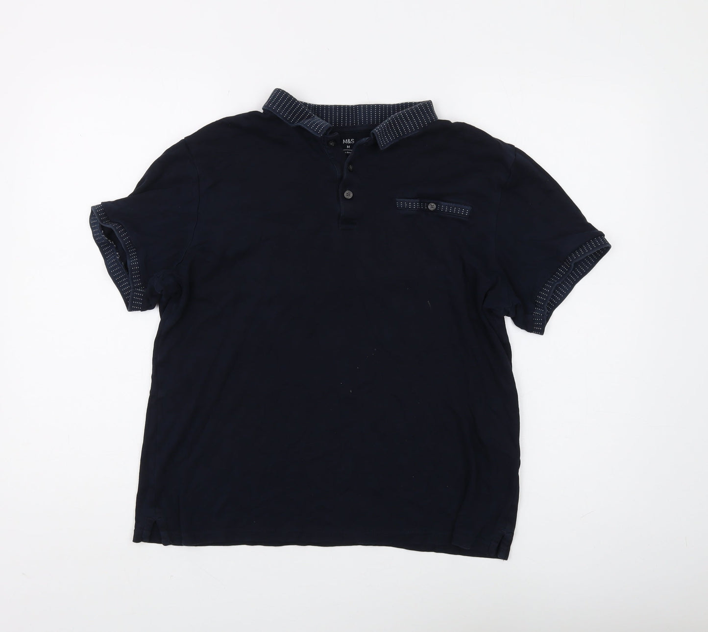 Marks and Spencer Men's Blue Polo, Medium, Regular Fit