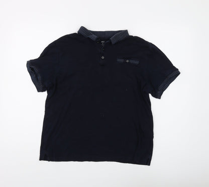 Marks and Spencer Men's Blue Polo, Medium, Regular Fit