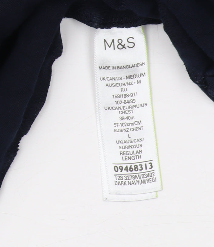 Marks and Spencer Men's Blue Polo, Medium, Regular Fit