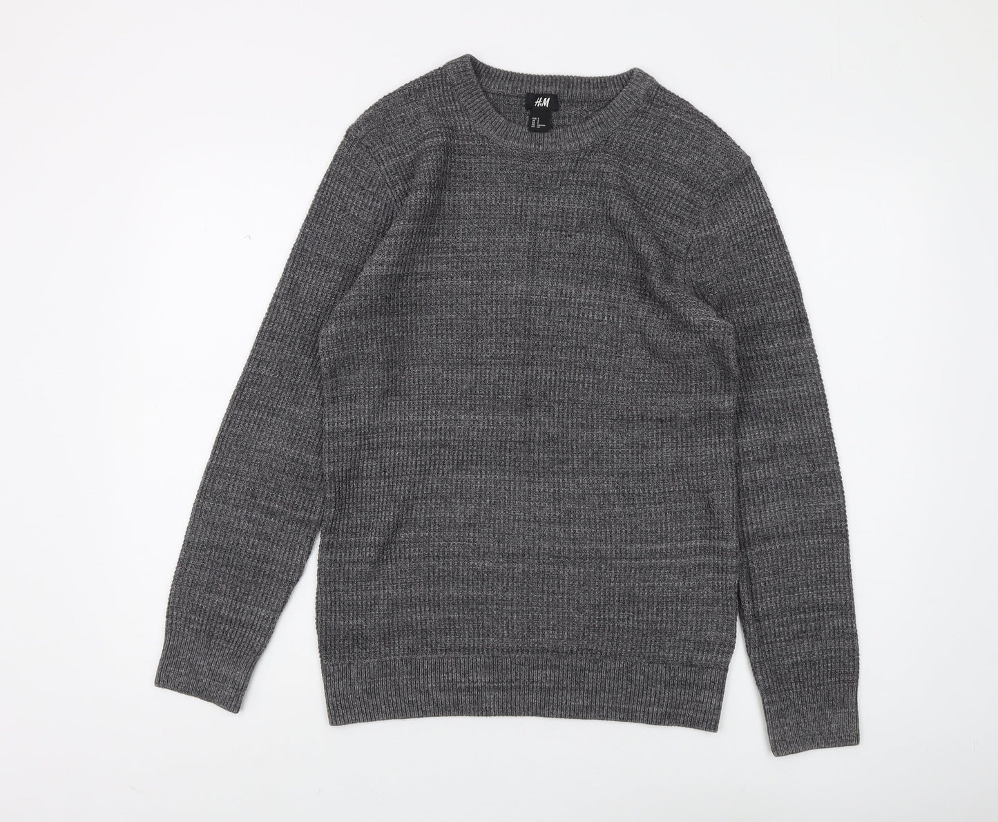 H&M Men's Grey Pullover Jumper, Size S, Casual, Knit