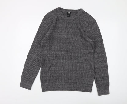 H&M Men's Grey Pullover Jumper, Size S, Casual, Knit