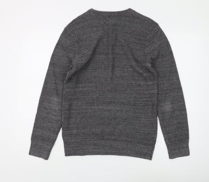 H&M Men's Grey Pullover Jumper, Size S, Casual, Knit