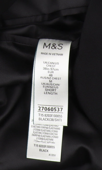 Mens UK Size 38 Marks and Spencer Regular Black Suit Tuxedo