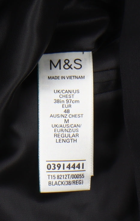 Mens UK Size 38 Marks and Spencer Regular Black Suit Tuxedo