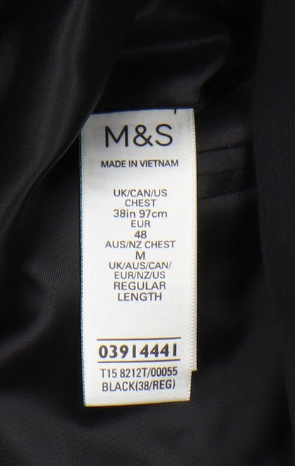 Mens UK Size 38 Marks and Spencer Regular Black Suit Tuxedo