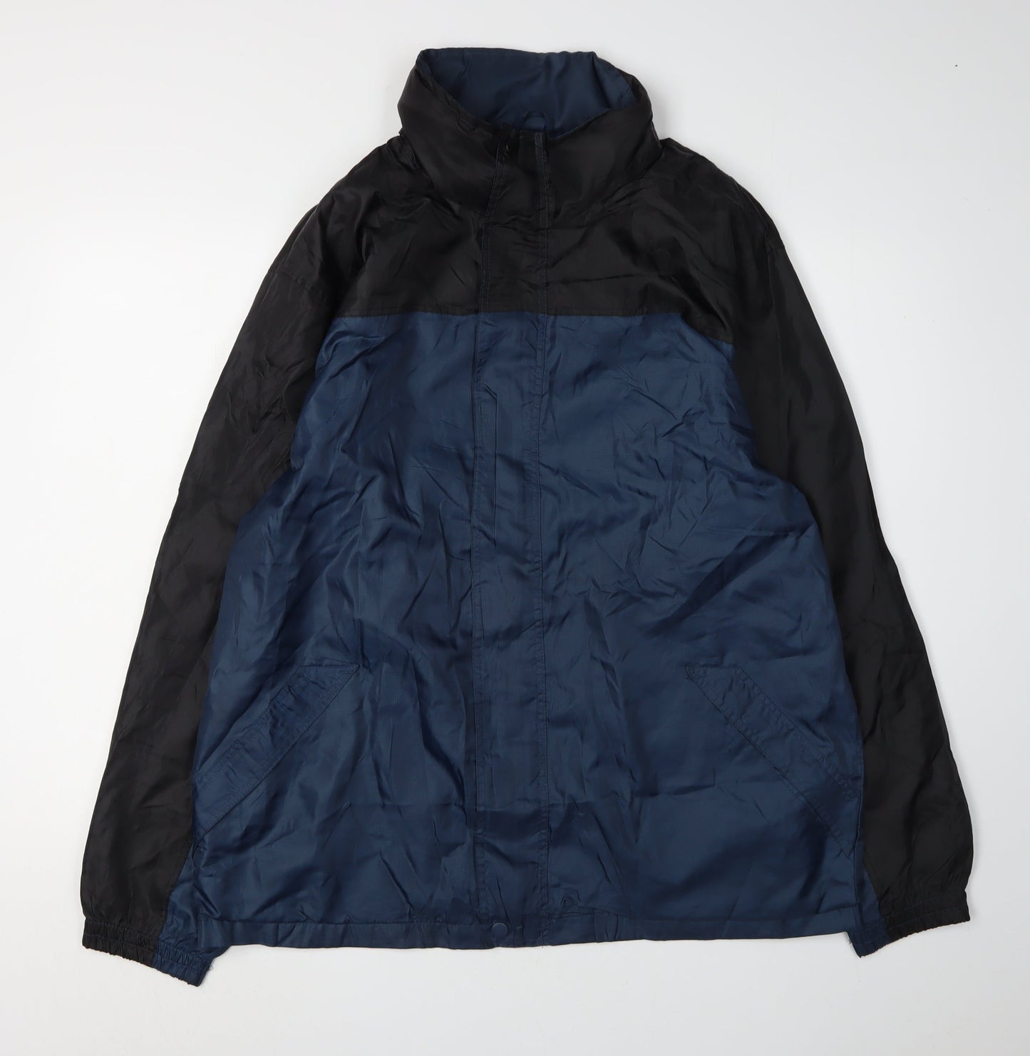 Sportek Men's Black Blue Windbreaker Jacket L
