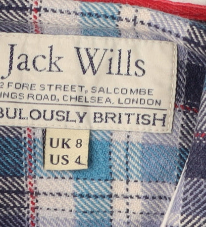Jack Wills Women's Blue Plaid Button-Up Shirt, Size 8