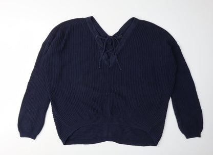 River Island Women's Blue V-Neck Pullover Jumper, Size 12
