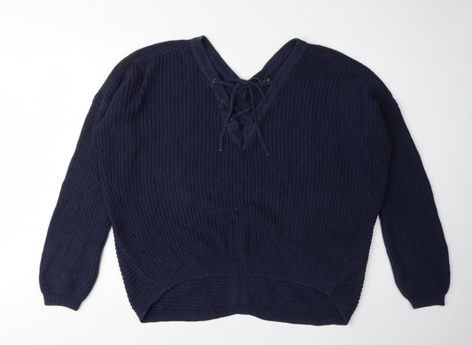 River Island Women's Blue V-Neck Pullover Jumper, Size 12