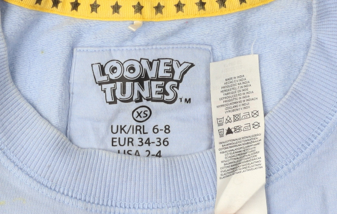 Womens UK Size XS Looney Tunes Blue Pullover Sweatshirt