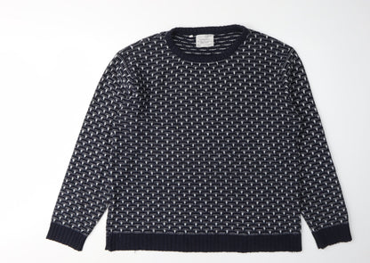 Brave Soul Men's Black Geometric Pullover Jumper L