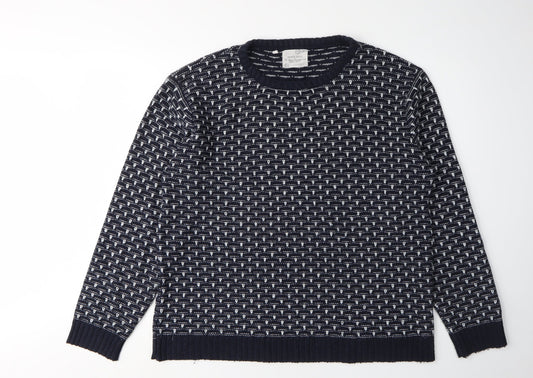 Brave Soul Men's Black Geometric Pullover Jumper L