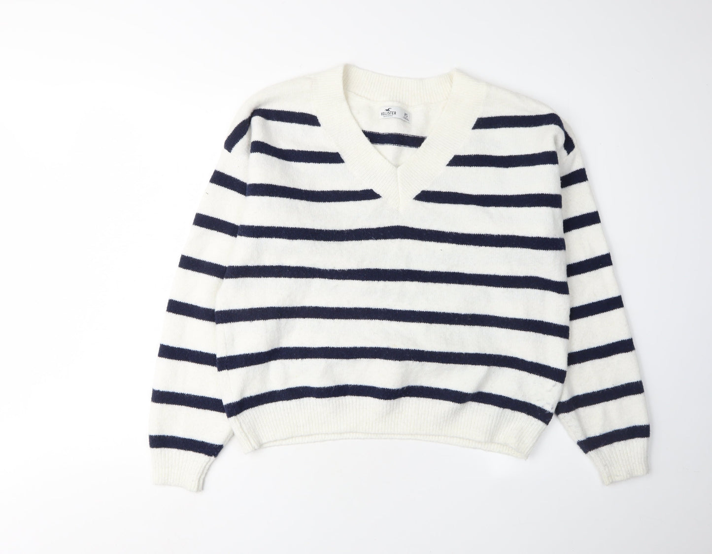Womens UK Size XS Hollister White Pullover Jumper