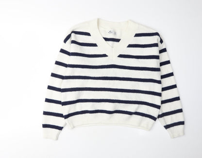 Womens UK Size XS Hollister White Pullover Jumper