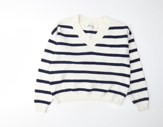 Womens UK Size XS Hollister White Pullover Jumper