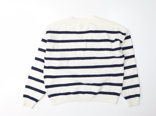 Womens UK Size XS Hollister White Pullover Jumper