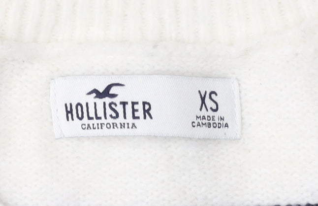Womens UK Size XS Hollister White Pullover Jumper