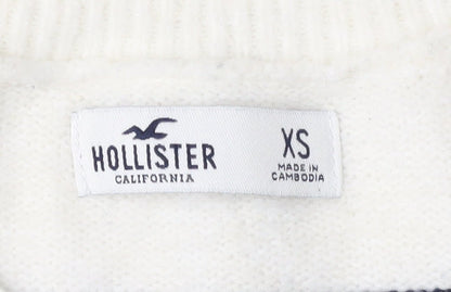 Womens UK Size XS Hollister White Pullover Jumper