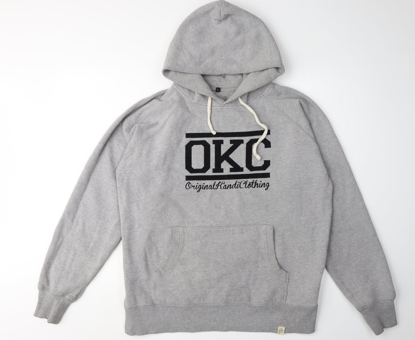 Kandi Clothing Men's Grey Pullover Hoodie - Logo, Size L