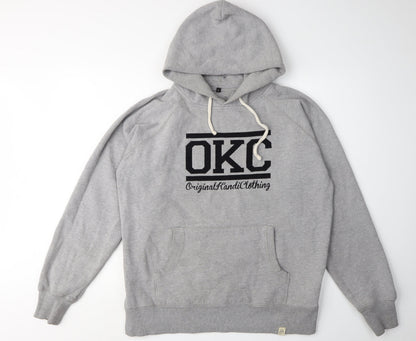 Kandi Clothing Men's Grey Pullover Hoodie - Logo, Size L