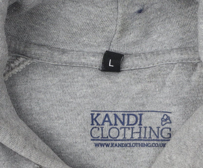 Kandi Clothing Men's Grey Pullover Hoodie - Logo, Size L