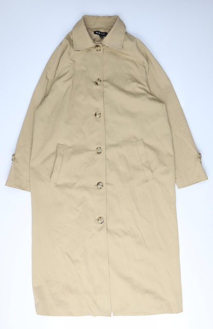 Motel Women's Beige Overcoat, Size S, Collared, Button
