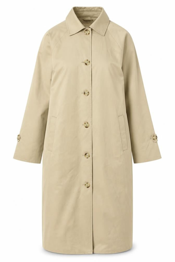 Motel Women's Beige Overcoat, Size S, Collared, Button