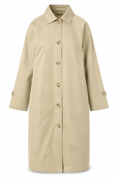 Motel Women's Beige Overcoat, Size S, Collared, Button