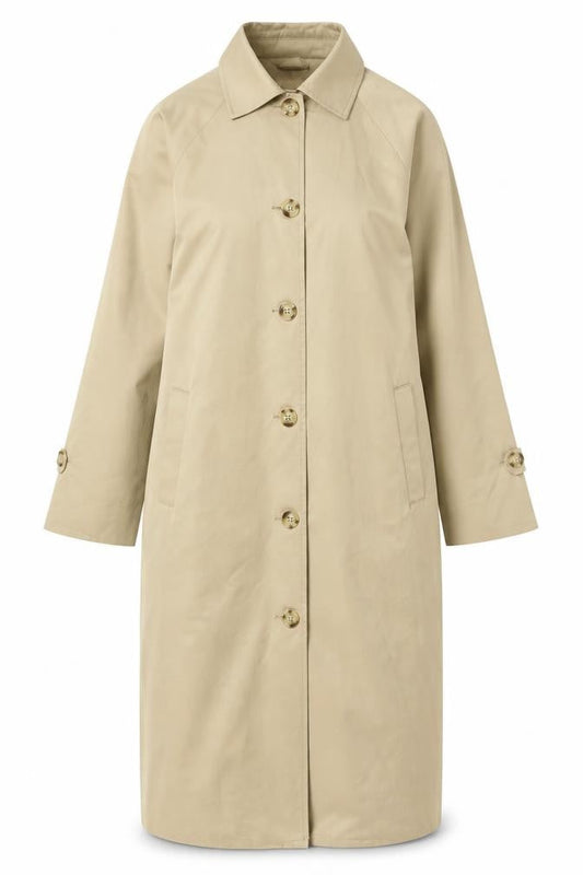 Motel Women's Beige Overcoat, Size S, Collared, Button