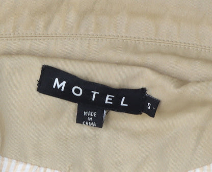 Motel Women's Beige Overcoat, Size S, Collared, Button