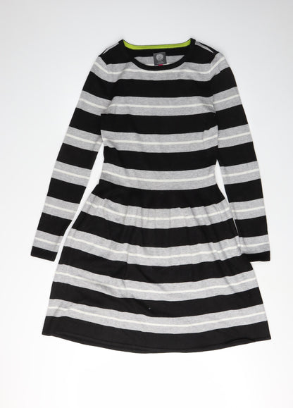 Vince Camuto Women's Black Striped A-Line Dress S