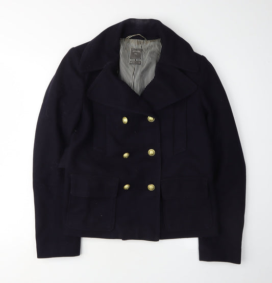 Gap Women Black Pea Coat Medium Wool Blend Classic