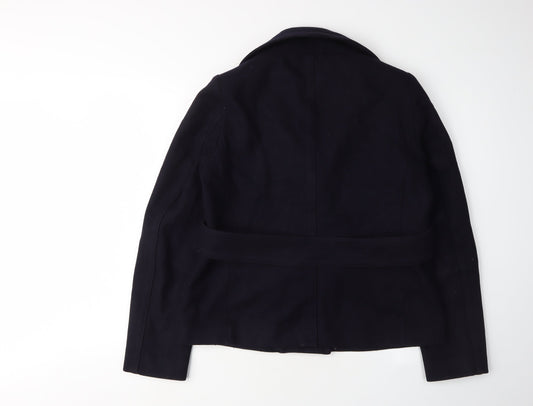 Gap Women Black Pea Coat Medium Wool Blend Classic