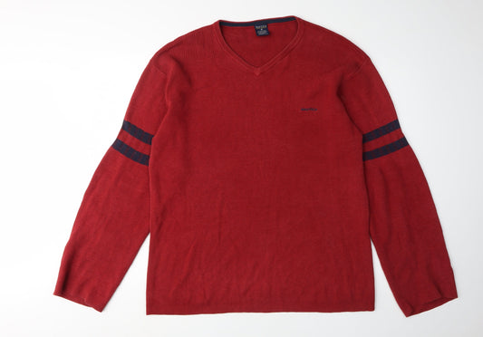 Nautica Men's Red V-Neck Pullover Jumper L