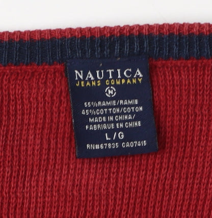 Nautica Men's Red V-Neck Pullover Jumper L