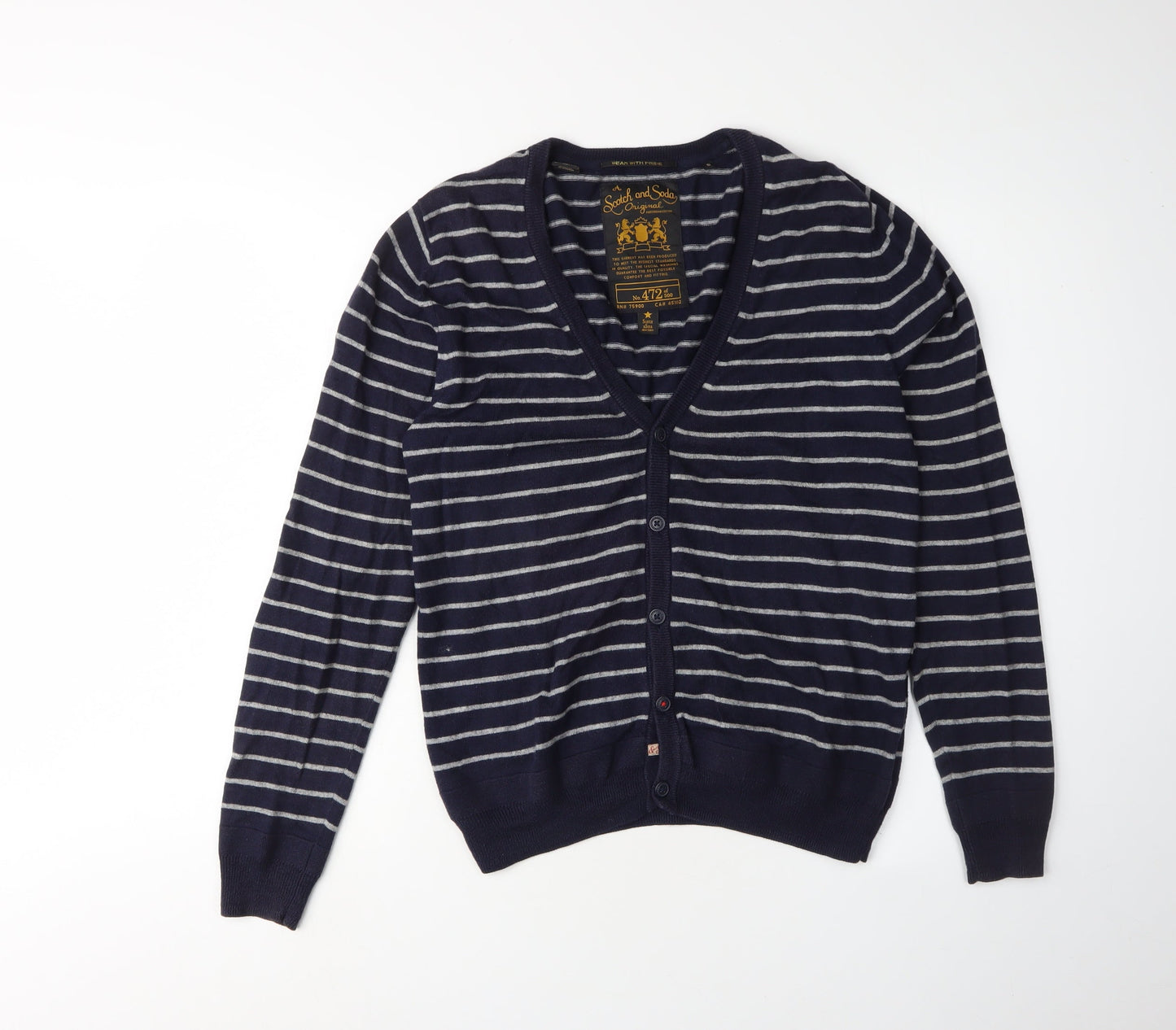 Scotch and Soda Unisex Blue Striped Cardigan S