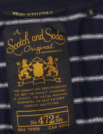 Scotch and Soda Unisex Blue Striped Cardigan S