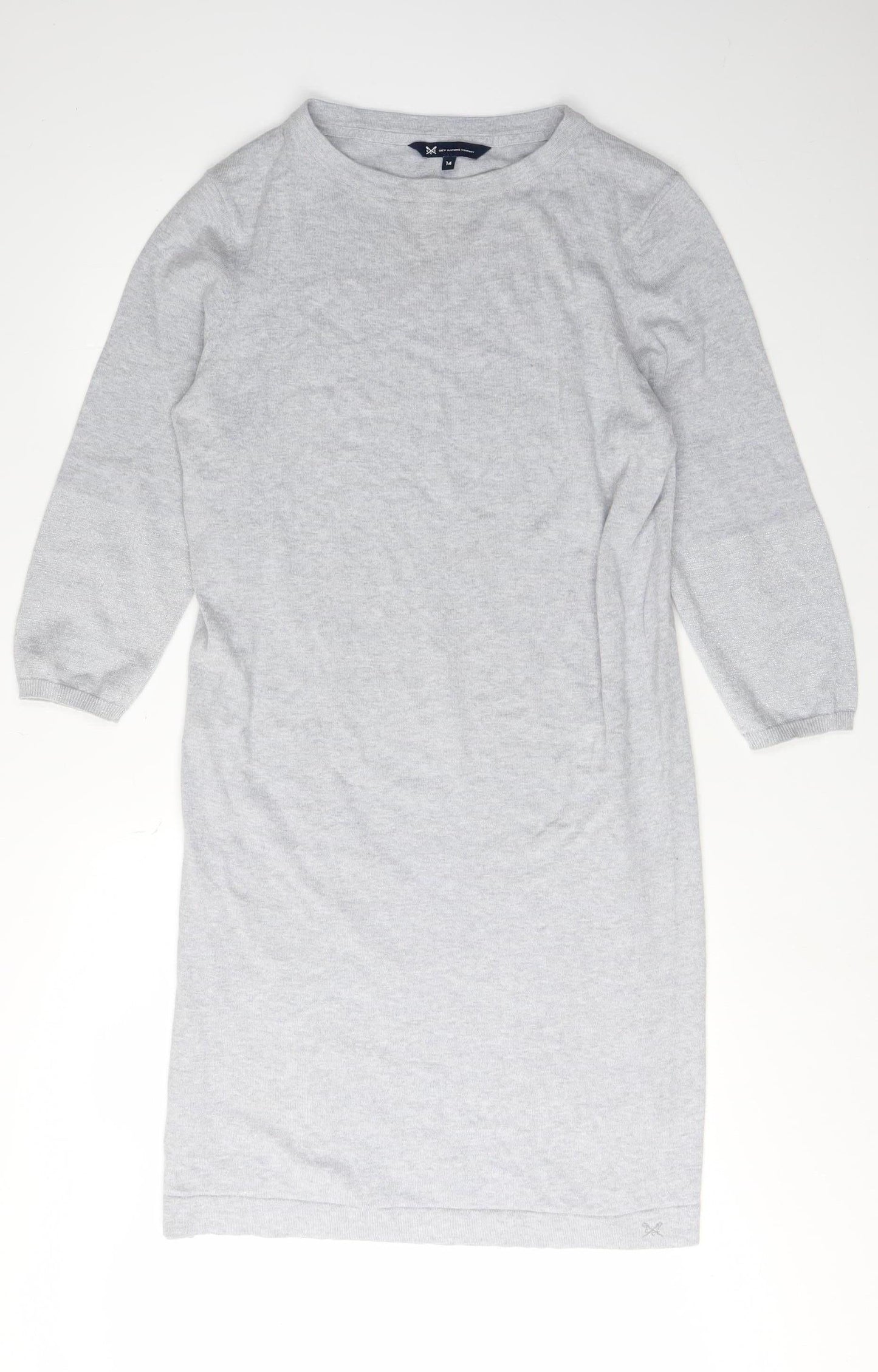 Crew Clothing Women’s Grey Shift Dress Size 14 3/4 Sleeve