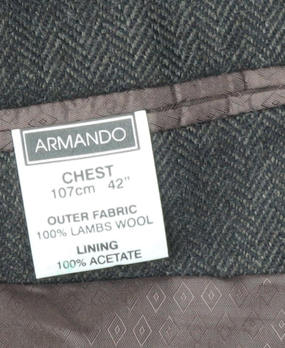 Armando Men's Brown Tweed Blazer, Size 42, Single-Breasted