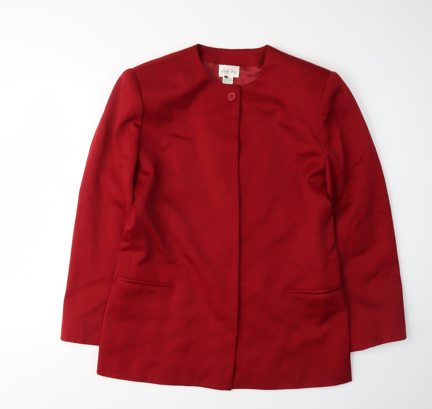 Leslie Fay Women Red Wool Single-Breasted Blazer Size 10