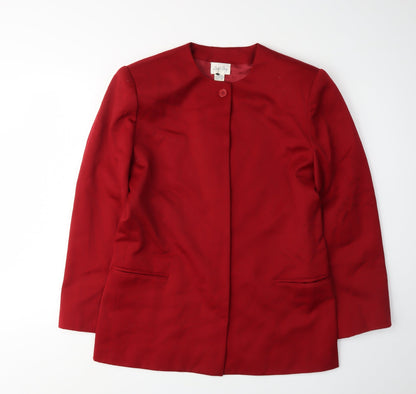 Leslie Fay Women Red Wool Single-Breasted Blazer Size 10