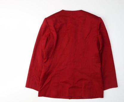 Leslie Fay Women Red Wool Single-Breasted Blazer Size 10