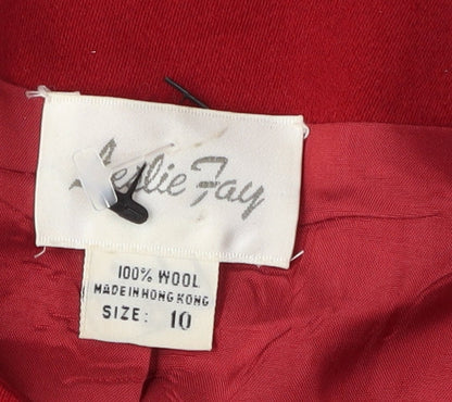 Leslie Fay Women Red Wool Single-Breasted Blazer Size 10