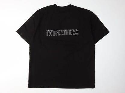 TwoFeathers Men's Black Crew Neck T-Shirt L