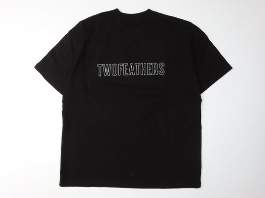 TwoFeathers Men's Black Crew Neck T-Shirt L