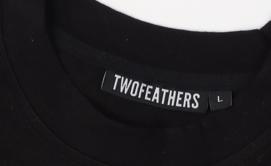 TwoFeathers Men's Black Crew Neck T-Shirt L