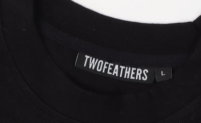 TwoFeathers Men's Black Crew Neck T-Shirt L